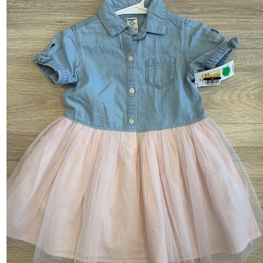 OshKosh Bgosh Toddler Girls 3T Denim and Pink Tulle Tutu Dress LGL130739 SSI
